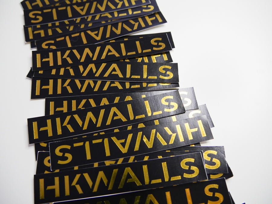 HKwalls Gold on Black Eggshell Stickers 黑底金字易碎貼紙