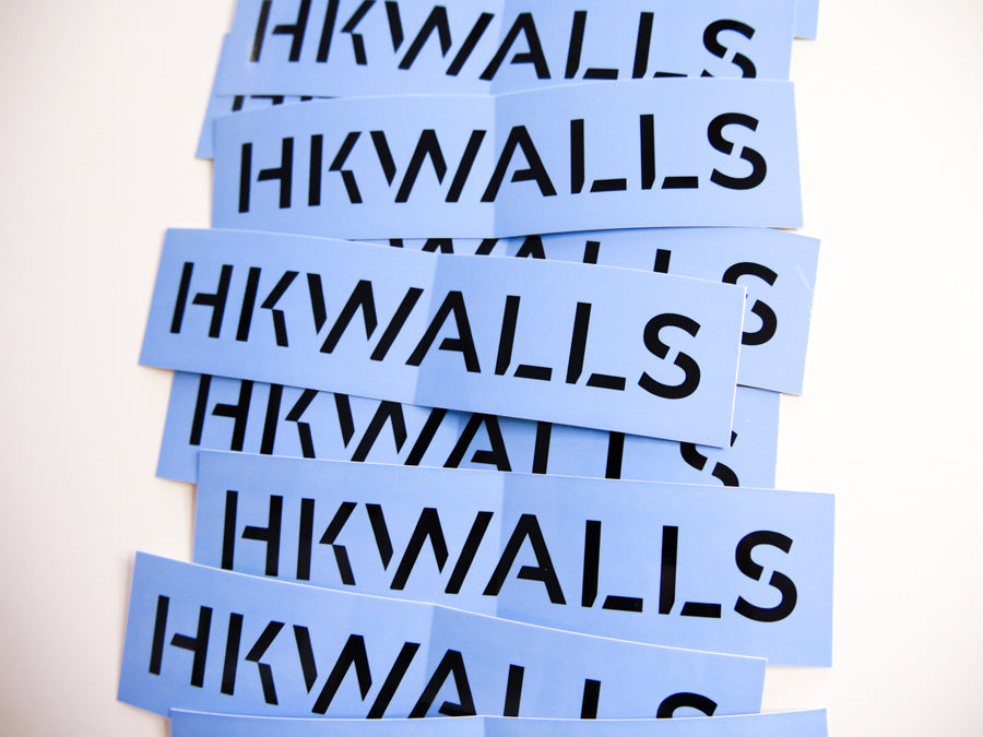 HKwalls Black on Blue Stickers 藍底黑字貼紙